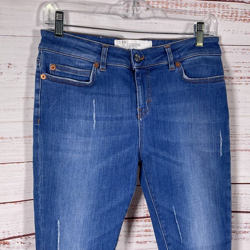IRO Experience Candy Distressed Raw Hem Blue Denim Jeans - Size 29