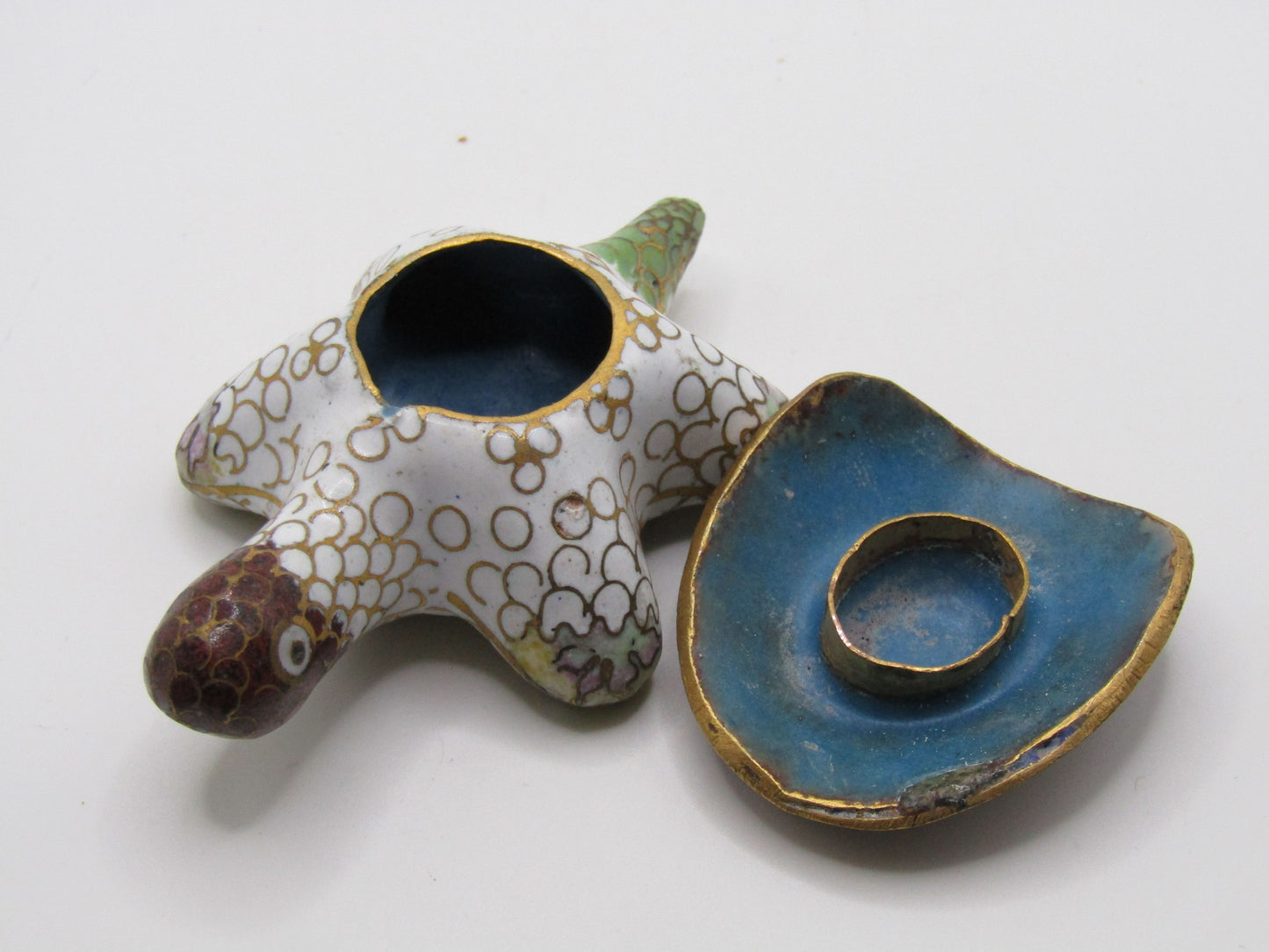 Vintage Handcrafted Cloisonne Enamel Turtle Pill Box