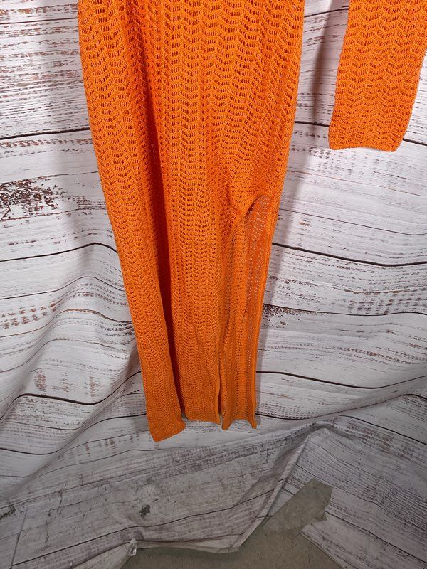 Michael Costello x REVOLVE Seana Asym Maxi Knit Dress Orange Linen Blend Size L