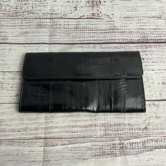 Black Genuine Eel Skin Tri-Fold Wallet Made in Korea