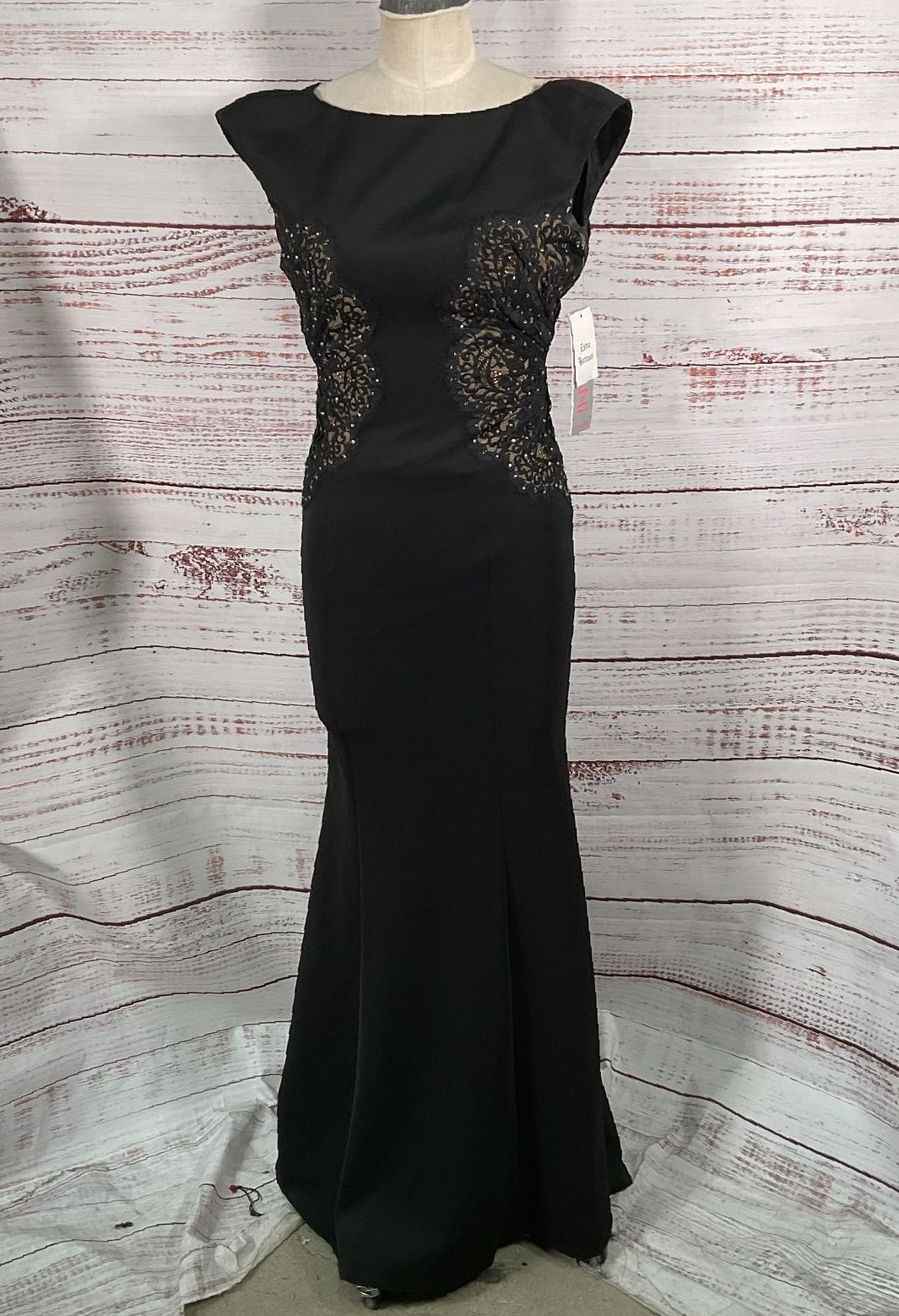 Jovani Lace Illusion Side Formal Dress Black 4