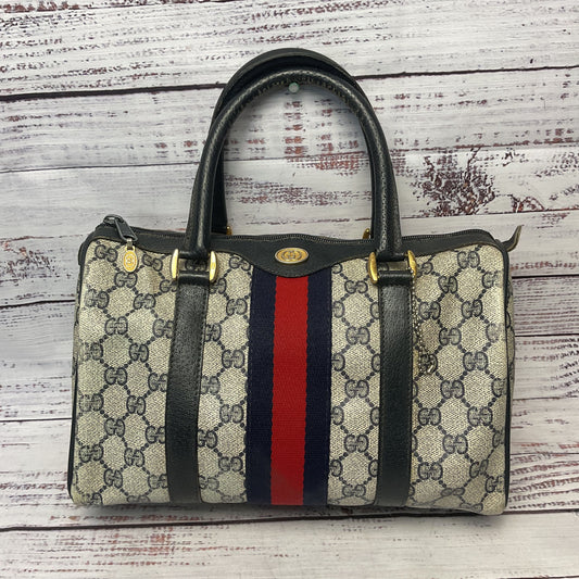 Vintage Gucci Sherry Line Boston Bag PVC Leather Monogram Handbag Shoulder Bag