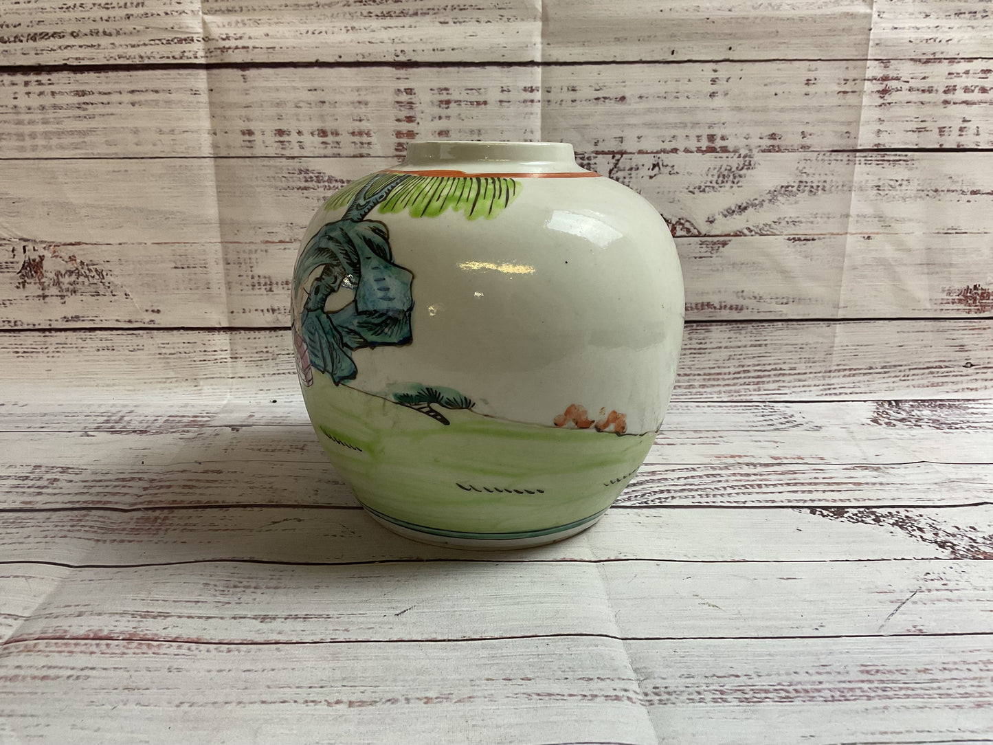 Chinese Field Scene Art Porcelain Pot Vase