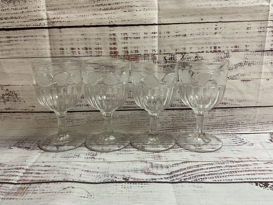 EAPG Leaf Pattern Goblet Wine Glasses [Set Of 4]