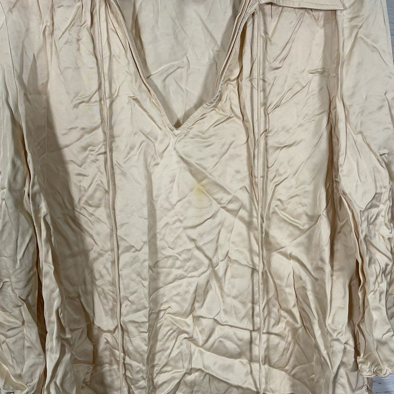 Staud Ivory Wide Collar V Neck Flowy Pirate Blouse - Size L
