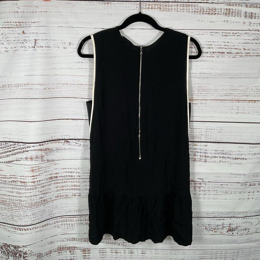 Sandro Black Sleeveless Mini Dress w/ White Detail - Size 3