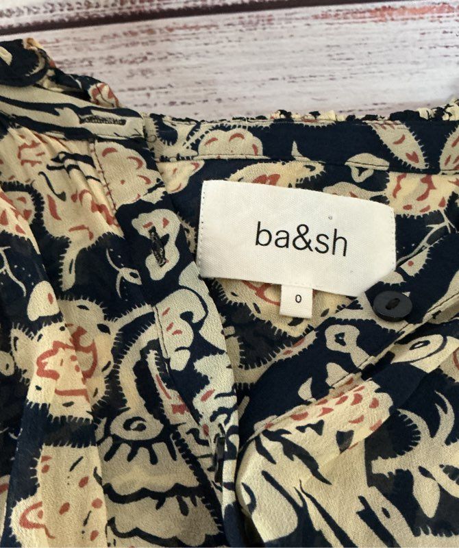 Women's ba&sh Black Paisley Print "Abi top" Size 2 Retail $170