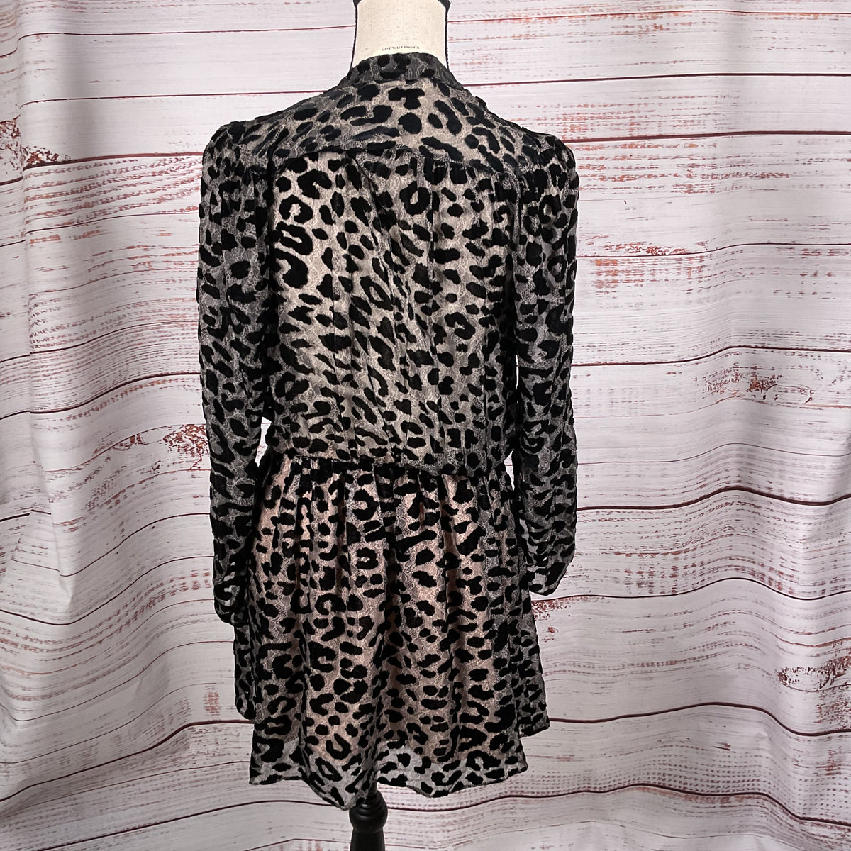 ZADIG & VOLTAIRE Women's Black Velvet & Sheer Cheetah Print Dress