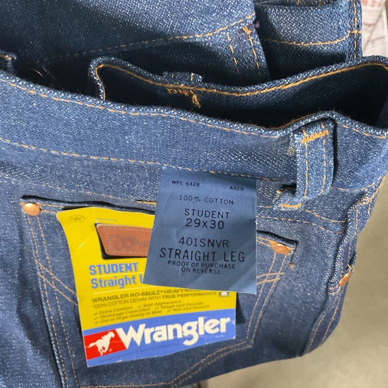 Vintage 80s Deadstock Wrangler Student Heavyweight Straight Leg Jeans Size 29x30