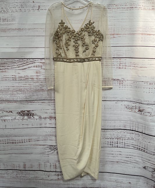 Rina Di Montella Women's Off White Faux Pearl Accent Dress Size 6