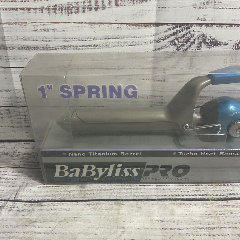 NOB BaBylissPro Nano Titanium 1" Spring Blue Curling Iron