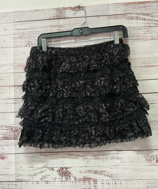 Women's Alice + Olivia Black Layered Lace Ruffle Mini Skirt Size S/M