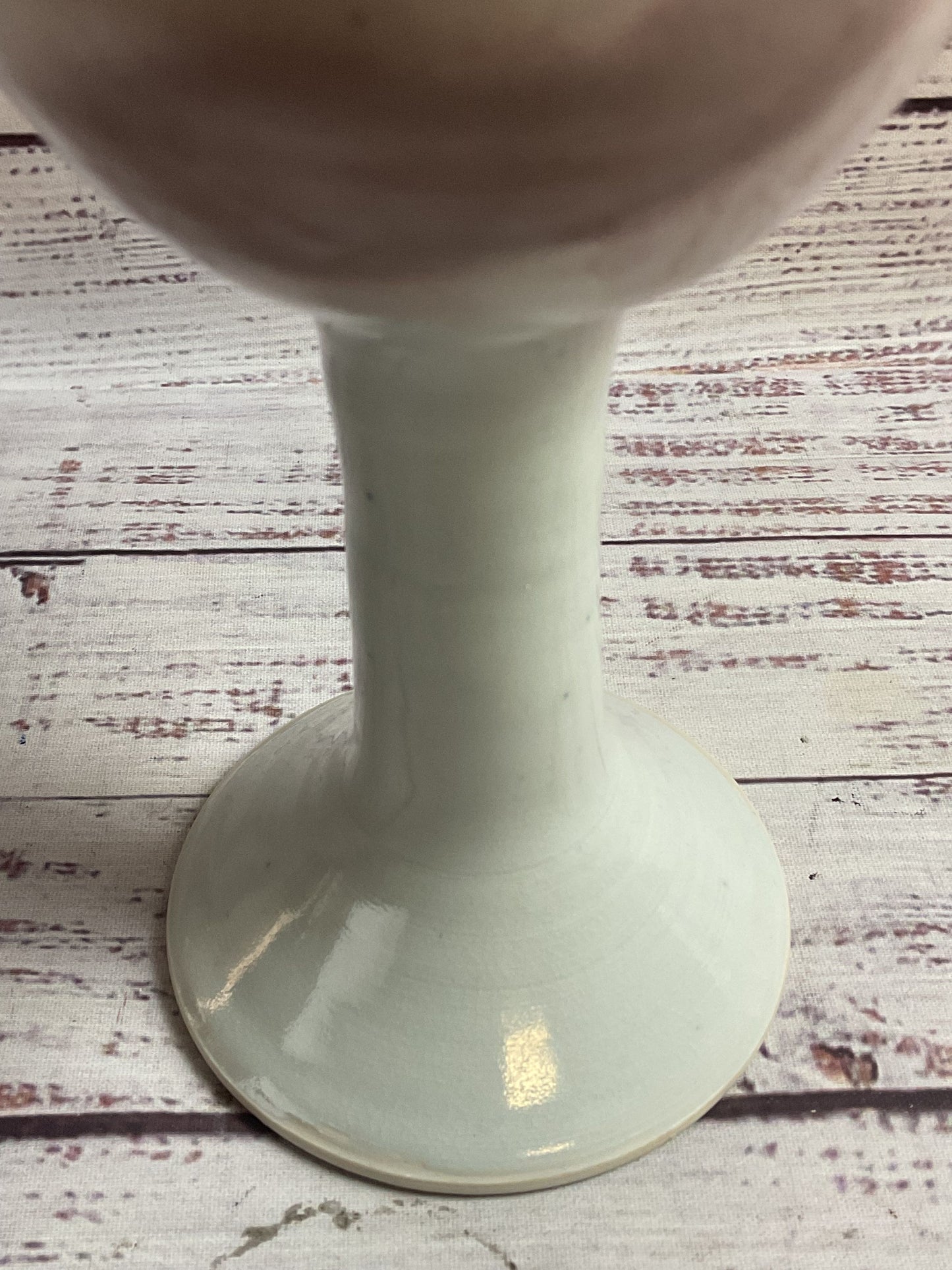 White Pink Goblet Vase Signed Melinda King