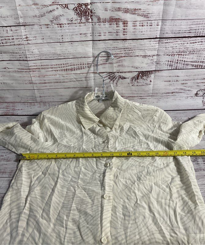 Opening Ceremony Fingerprint Pattern 100% Silk White Long Sleeve Shirt Size M
