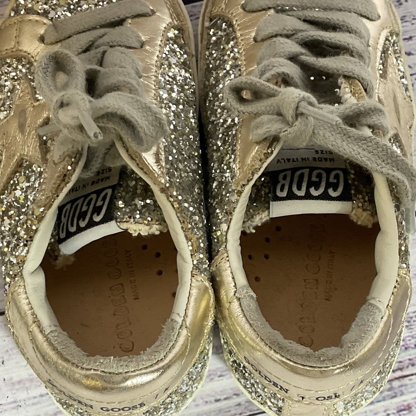 GOLDEN GOOSE Superstar Toddler Gray Glitter Sneakers- SZ 25 (SEE SIZE CHART)