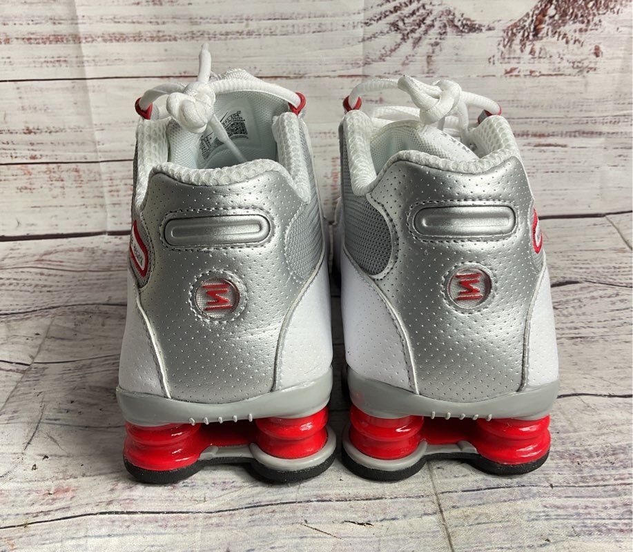 Nike Shox NZ Running Sneakers White Red Silver 6