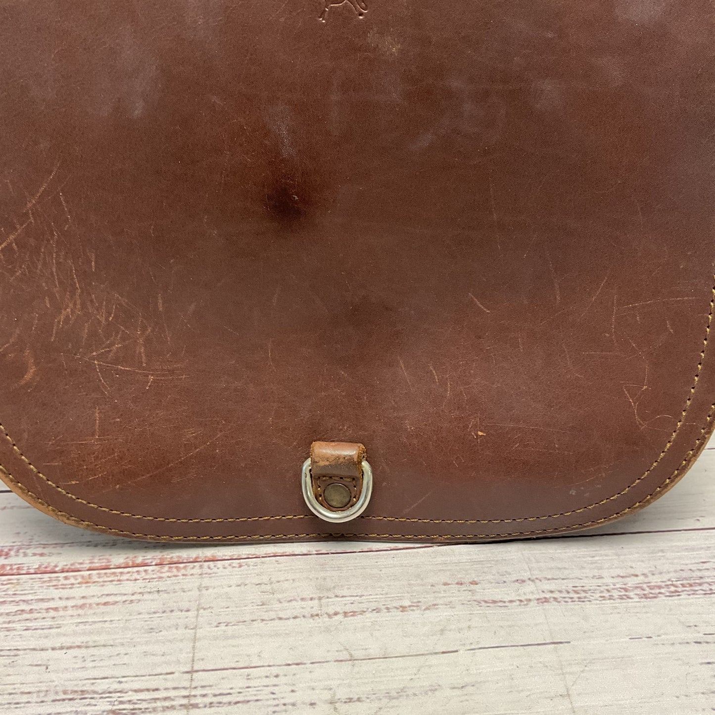 Saddleback Brown Leather Crossbody Hobo Bag Purse 10"x10"x4.5"