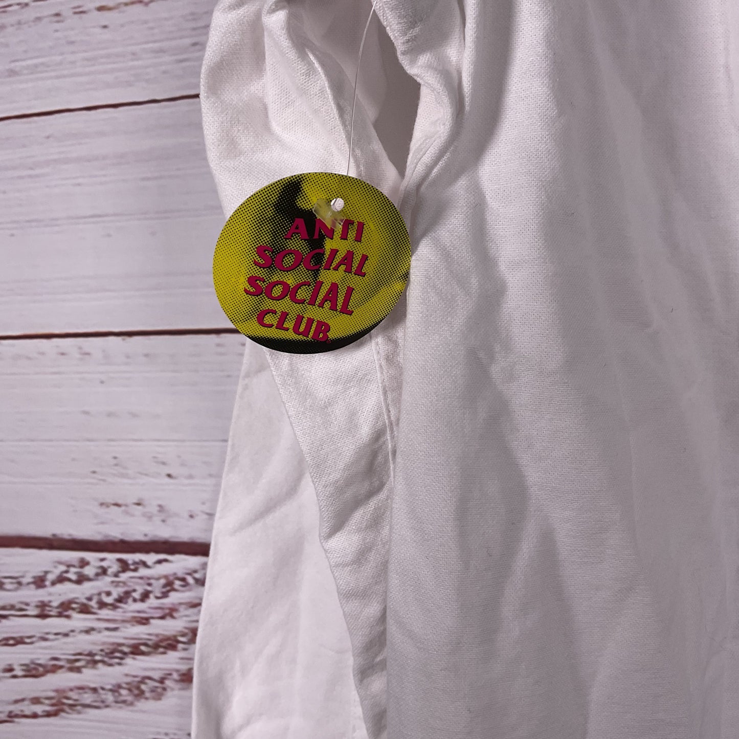 Anti Social Social Club White Button Down Applique Laser Cut Logo Shirt - Size M