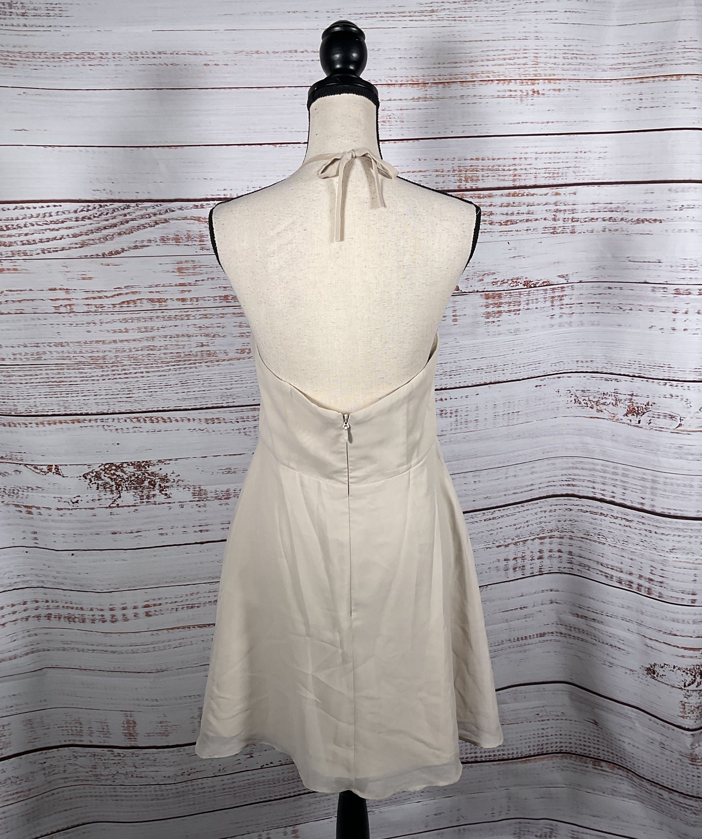 Azazie Button Detail Halter Top Dress Natural A8