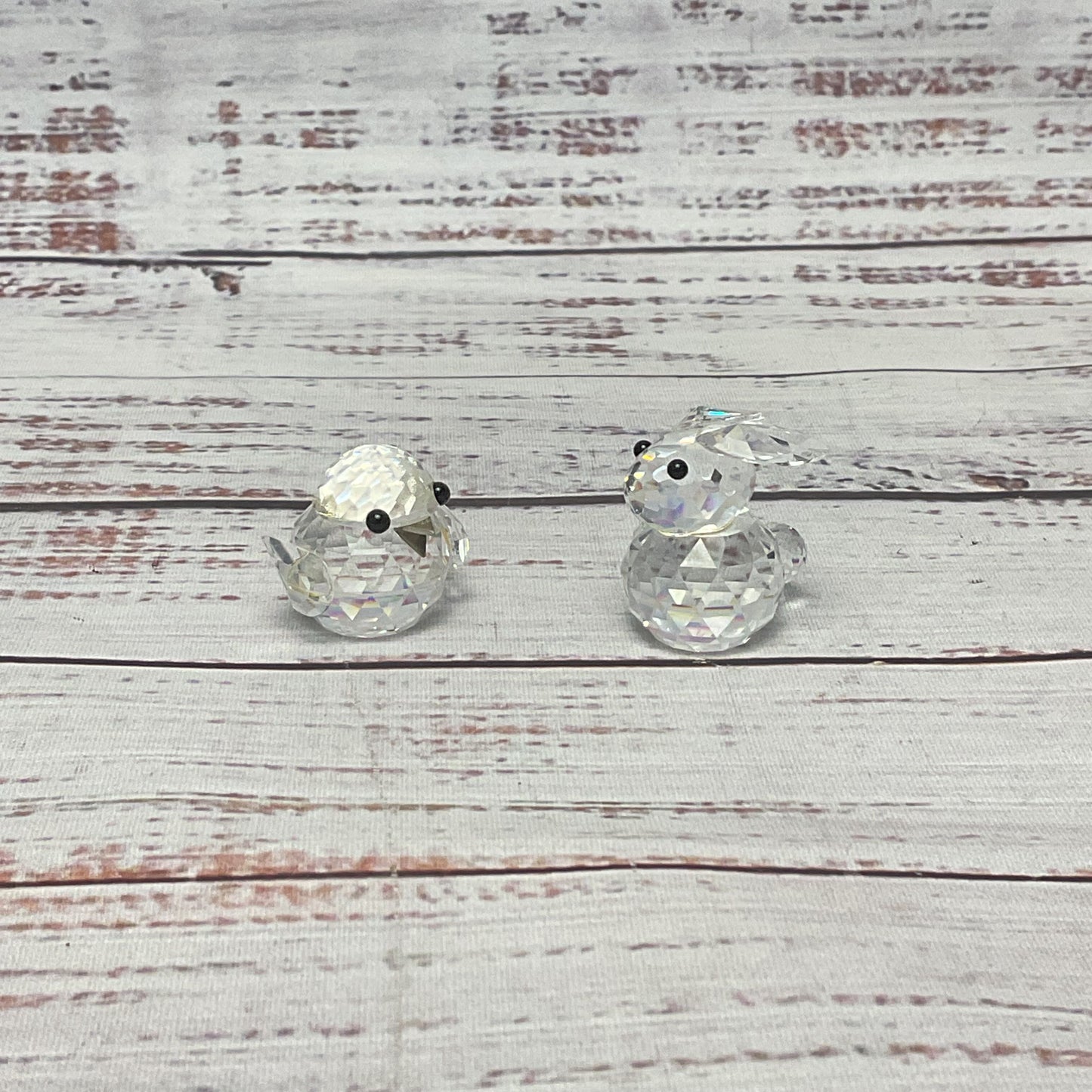 Lead Crystal Cut Glass Swarovski Bunny And Bird 1" Figure