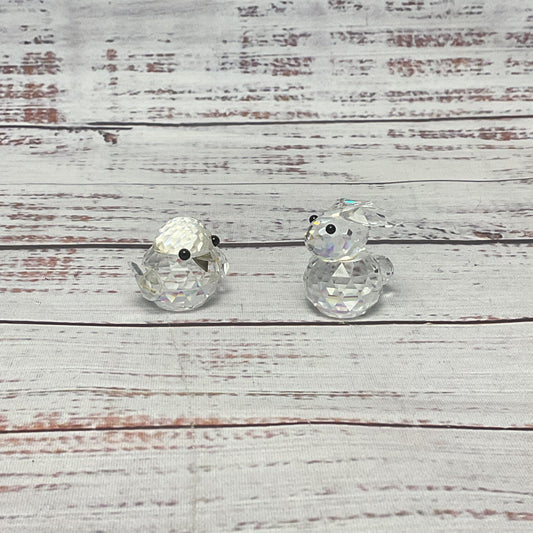 Lead Crystal Cut Glass Swarovski Bunny And Bird 1" Figure