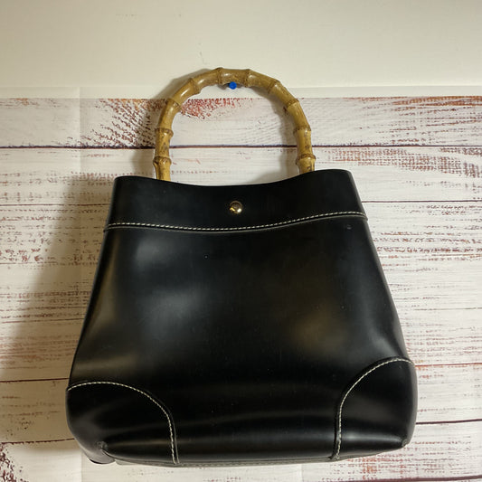 GLAMOROUS Women's Black Faux Leather Satchel/Top Handle Bag