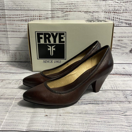 Frye Regina Dark Brown Leather Pump Heel Women's 6.5M in Original Box