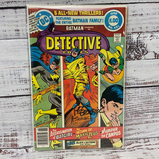 Detective Comics Batman DC #491 Comic Book Signed By Pat Broderick + Alex Saviuk