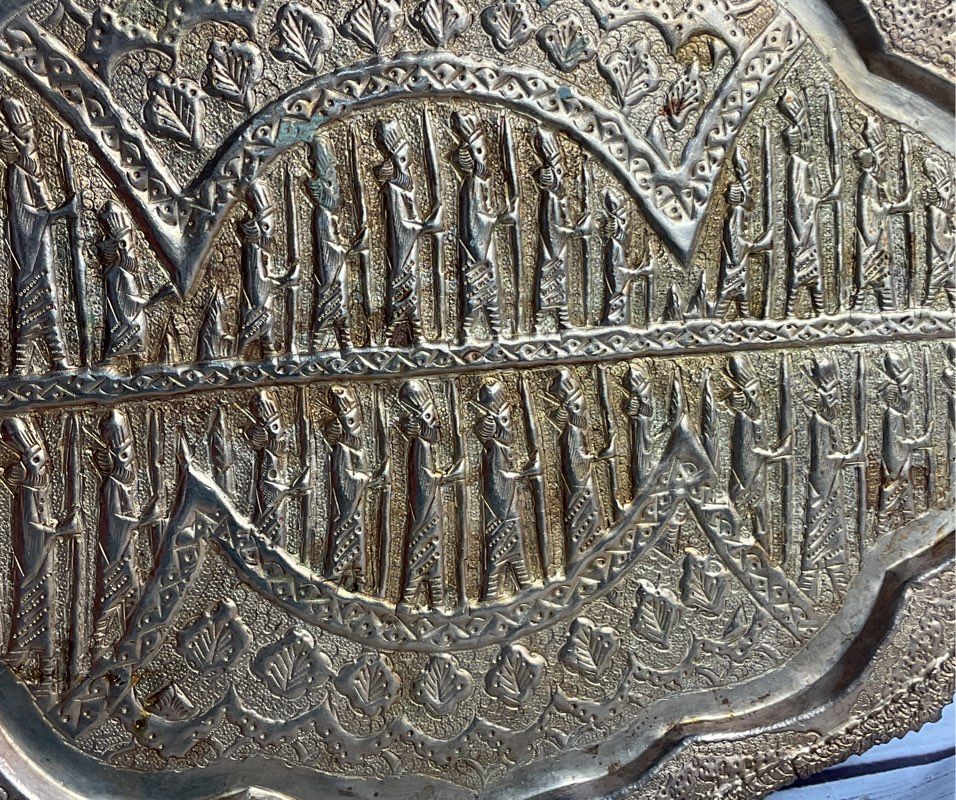 Vintage Persian Embossed 20" King Tray Brass