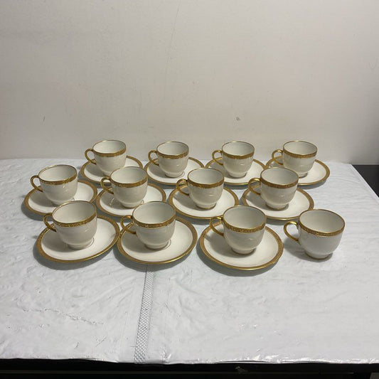 VTG. William Guerin & Co Limoges 23 Pc. Espresso Tea Cup & Saucer Set INCOMPLETE