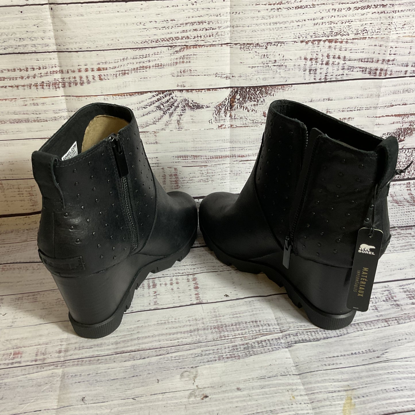 SOREL Joan Uptown Black Wedge Size Zip Women's Bootie Boots- SZ 10.5