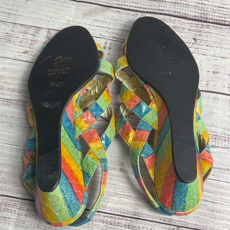 Mario Valentino Snakeskin Multicolor Strappy Slingback Sandal Women's Size 6.5
