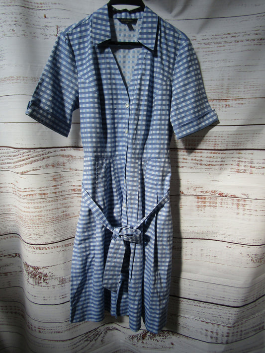 Brooks Brothers Women's Blue Gingham Checkered Short Sleeve Dress Size 8