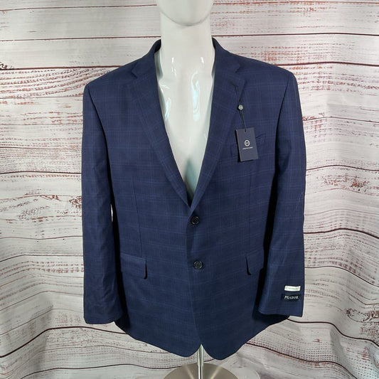 NWT Jos. A. Bank Blue Plaid Stretch Wool Blend Tailored Fit 2 Button Jacket 48R