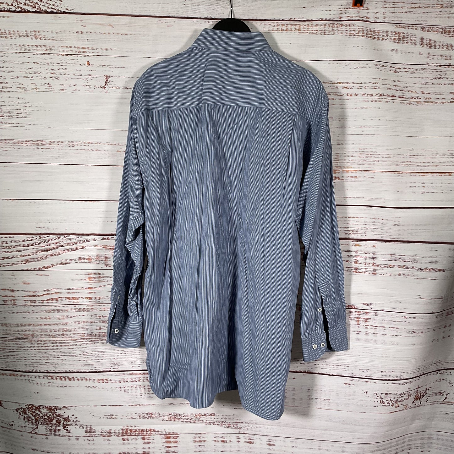 Armani Collezioni Blue White Stripe Button Up Long Sleeve Dress Shirt 16.5 42 R