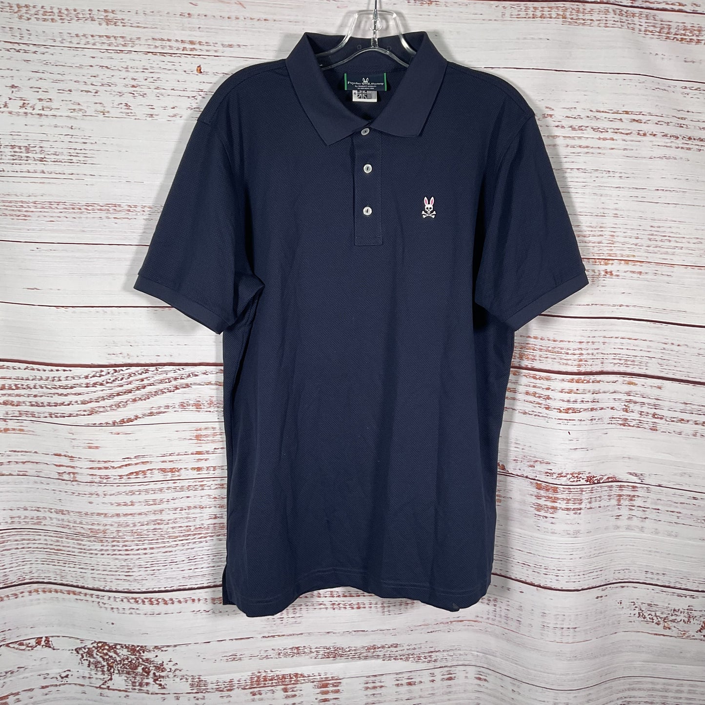 Psycho Bunny Navy Blue Pique Polo Shirt - Size 6 - L