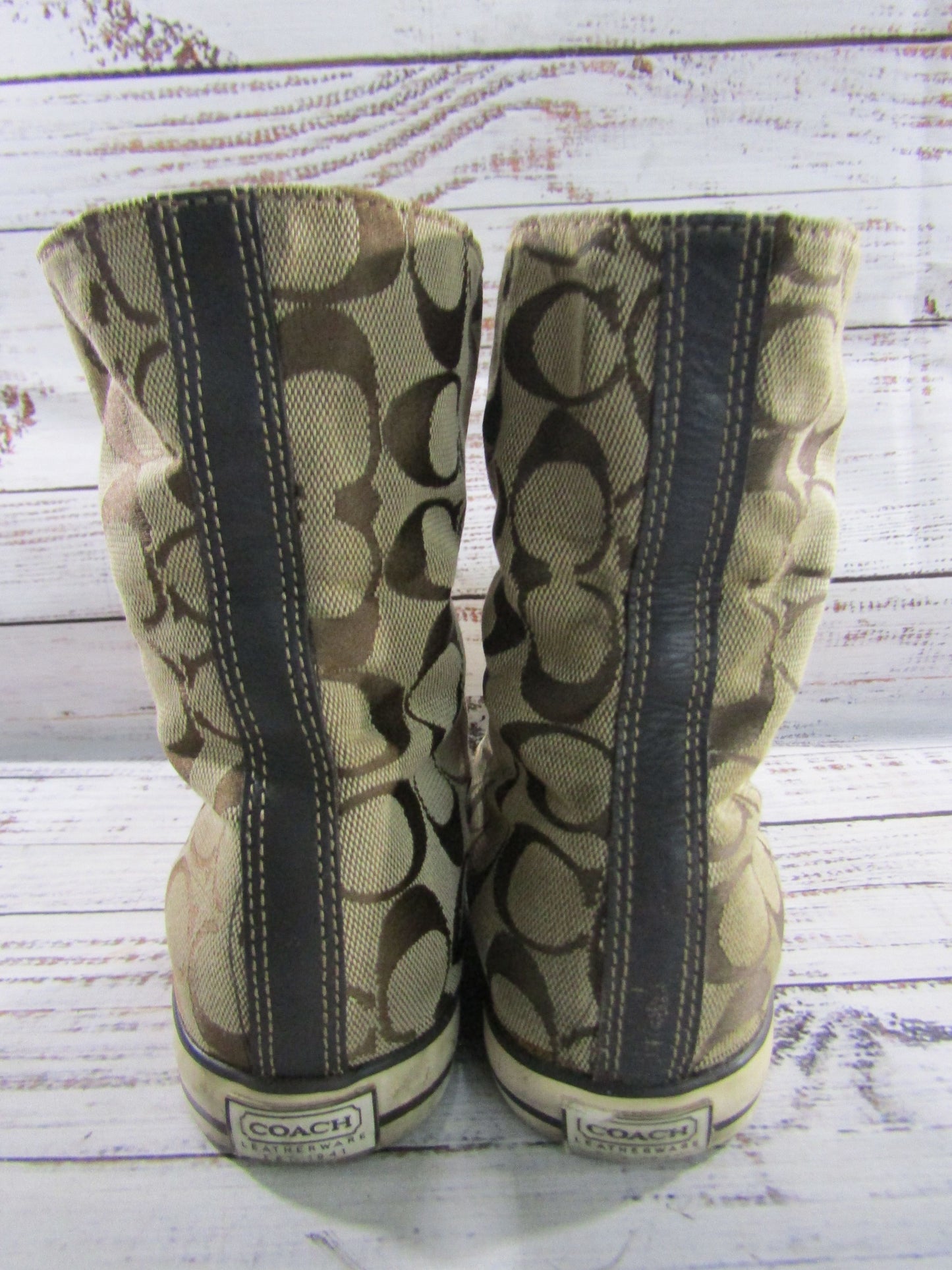 Coach Bonney Women's Brown Signature Monogram High Top Sneakers Size 6