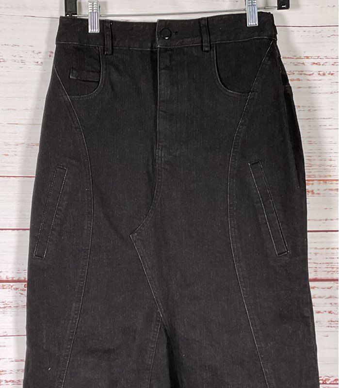 Ellie Makir Tailored Flare Denim Skirt Black XS