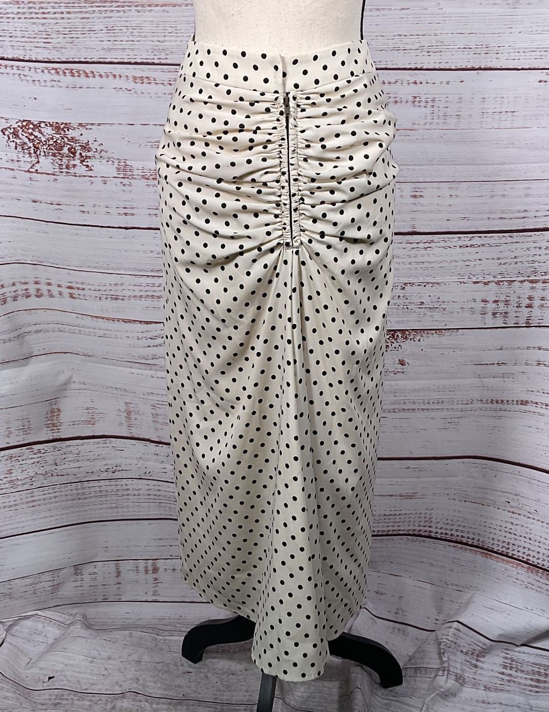 Rejina Pyo Ruched Polka Dot Skirt Cream 6