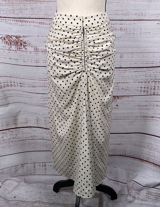 Rejina Pyo Ruched Polka Dot Skirt Cream 6