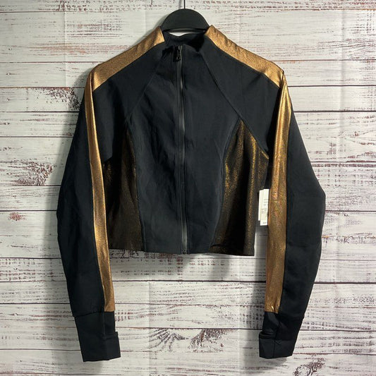 NWT Beyond Yoga Black/Gold Metallic Luxe Foil LMTD Edition Cropped Jacket sz XS