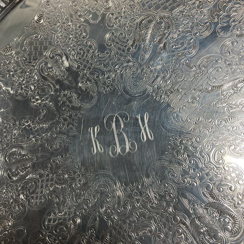 Vintage Baroque By Wallace 13" Perforated Rim Silver Plated Tray 296
