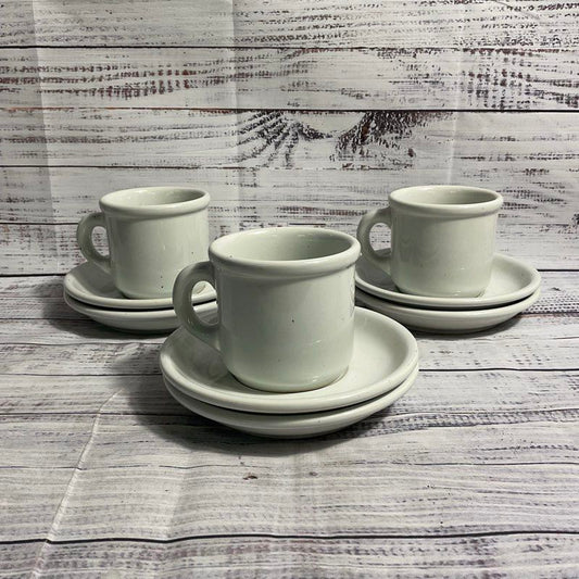 9 pc. Galaxy Stoneware Trend Pacific Milkstone White/Brown Spots Mug, Saucer Set