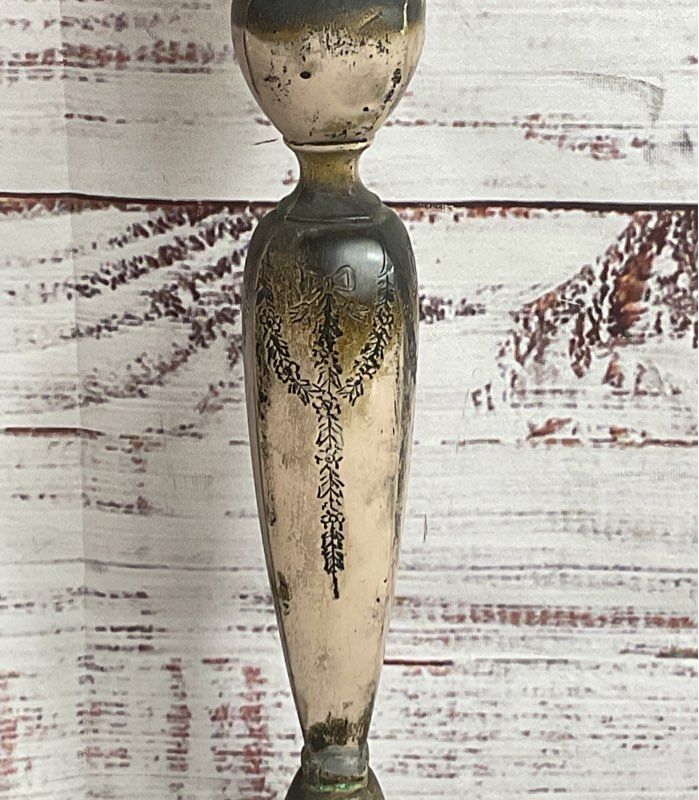 Vintage Engraved 9" Candlestick Sterling Silver