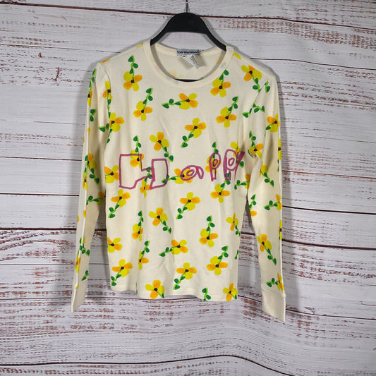 Kids Worldwide Happiness Floral Waffle Long Sleeve Sweatshirt - Size S New