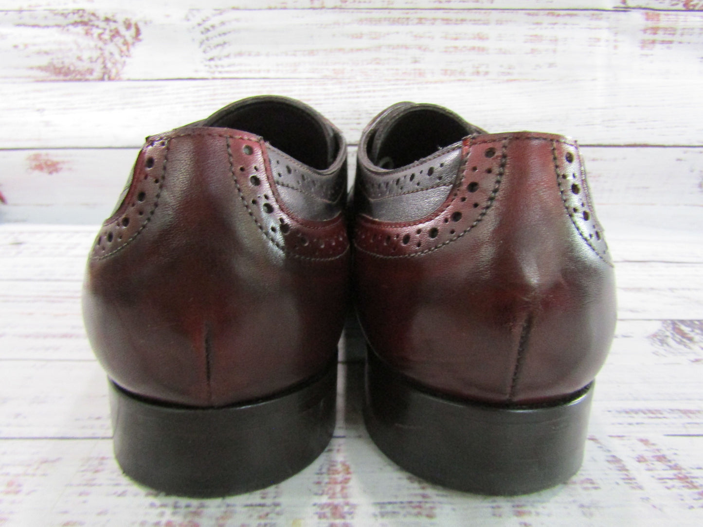 Emilio Franco Men's Black & Red Leather Wingtip Oxfords Size 11 Made in Italy