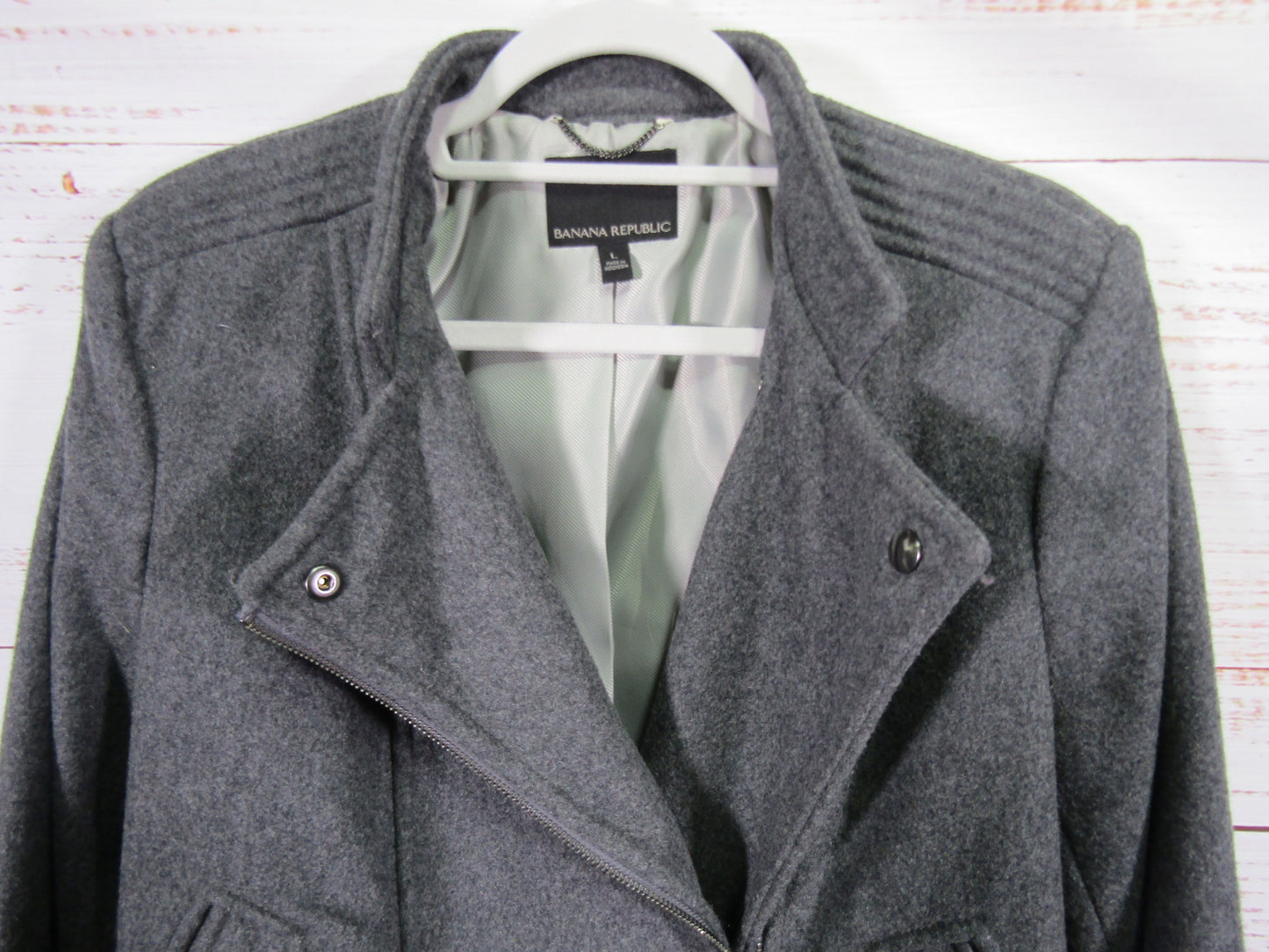 Banana Republic Women's Gray Wool Blend Moto Jacket Size L