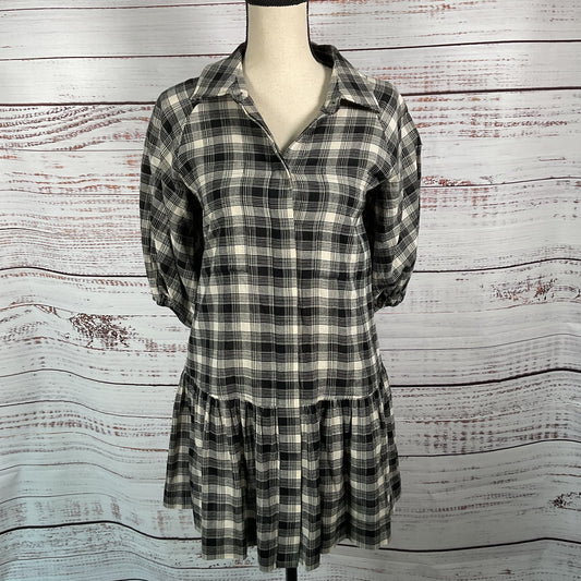 Jonathan Simkhai Crissy Black White Plaid Button Up Shirt Dress - Size XS