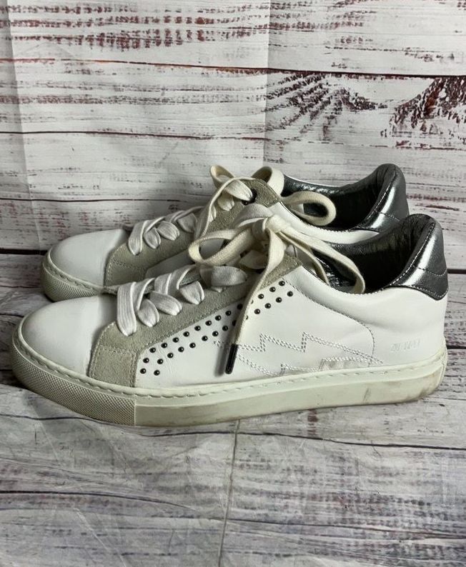 Zadig & Voltaire Paris Leather Studded Sneakers White 38