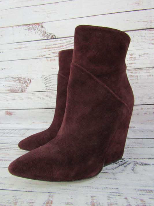 Iro Women's Wine Suede Ankle Boots Size 6 Made in Portugal